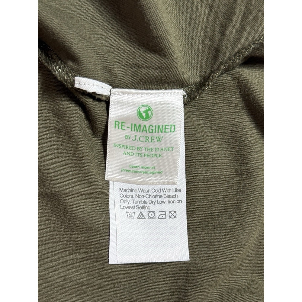 JCrew Womens Green Fit Flare Dress L Short Knit Cotton Square Neck Puff Sleeve - Picture 6 of 6